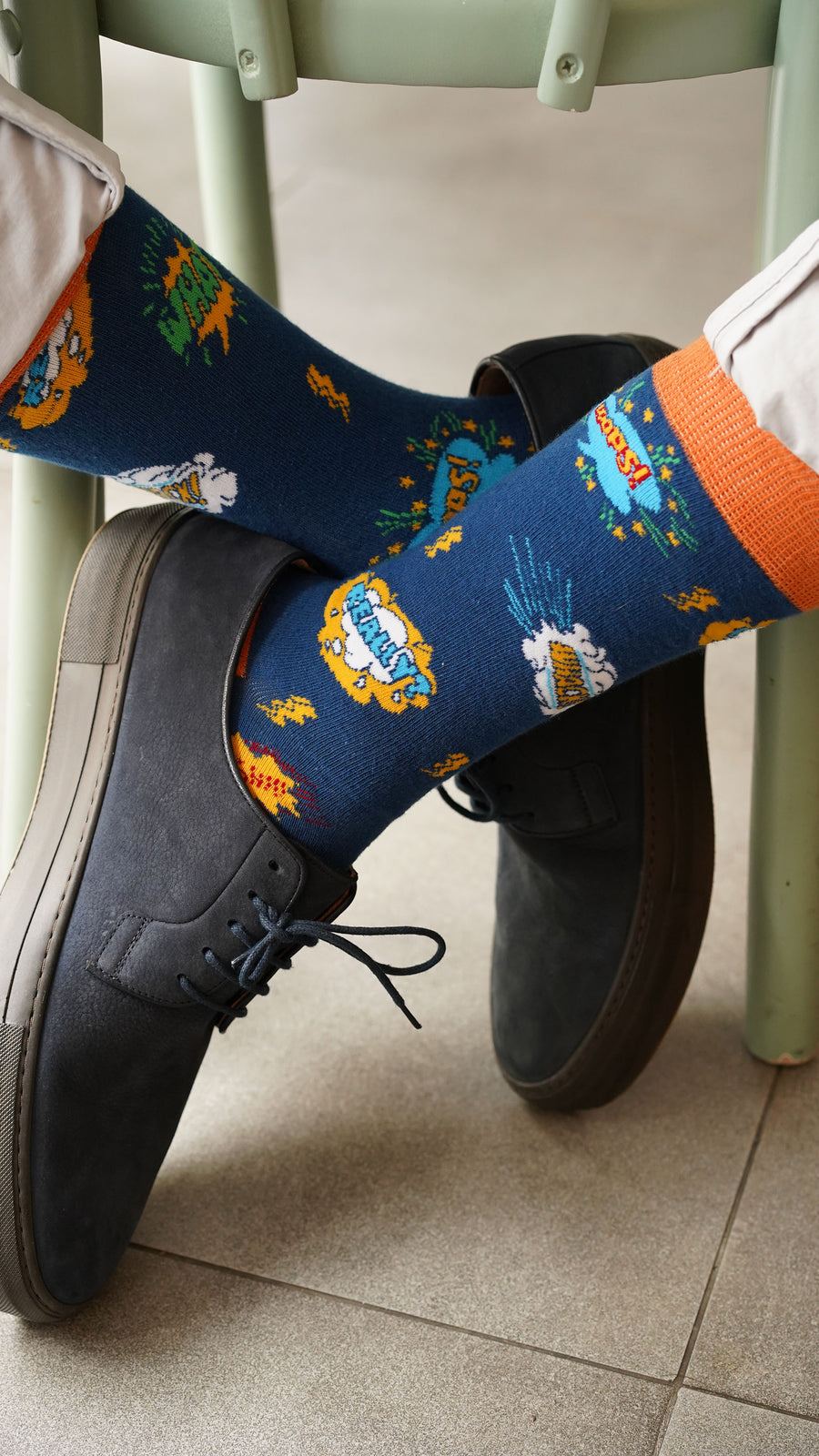 Men's Comics Socks orange and blue