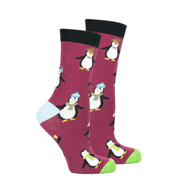 Wanyng Women Fun Socks Cute Penguin Animal Fun Novelty Cotton Gift 8 Year Old Girl Gift Ideas Mens Long Cotton Socks, Women's, Size: One size, Red