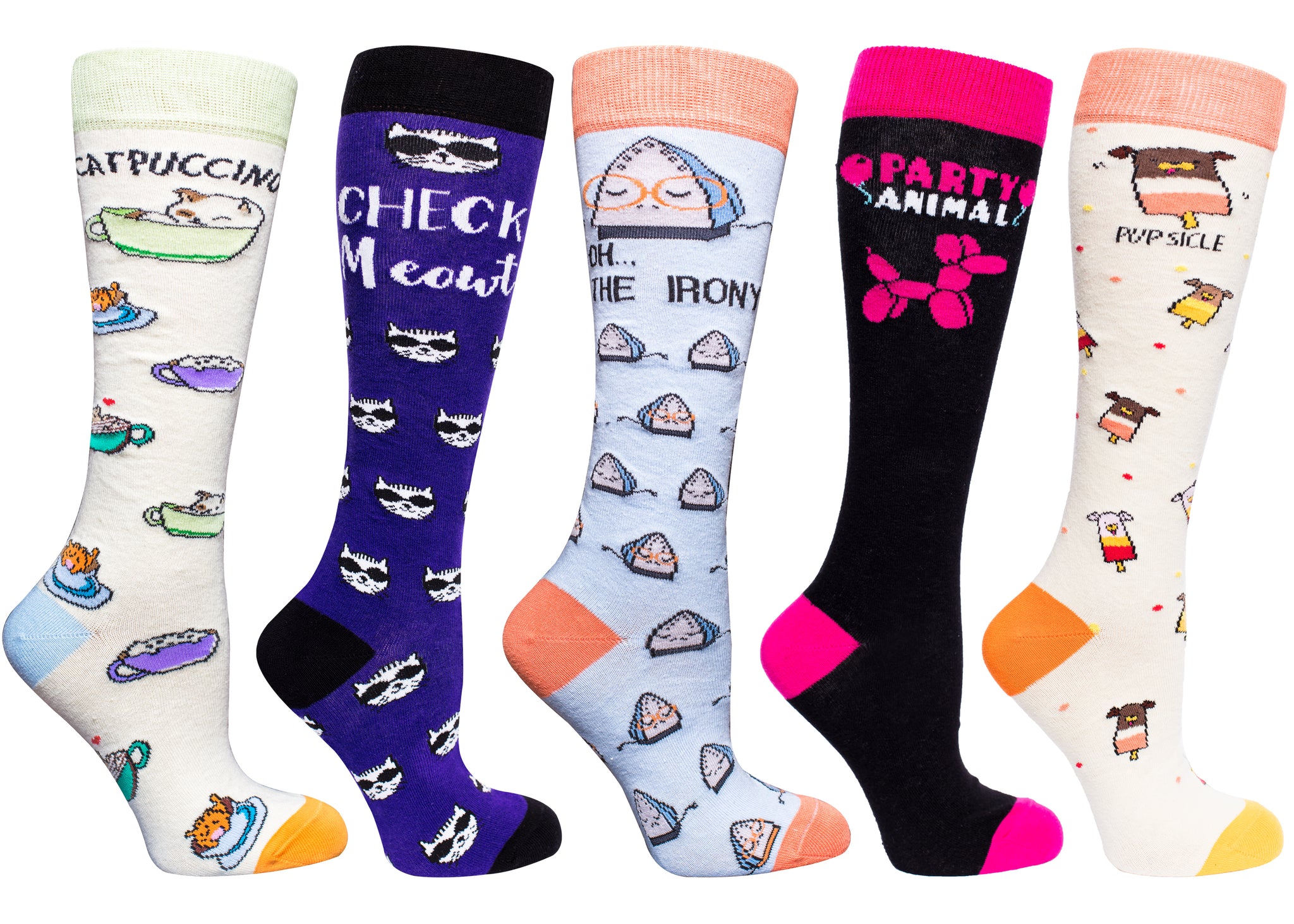 Women's Cute Puns Knee High Socks Set