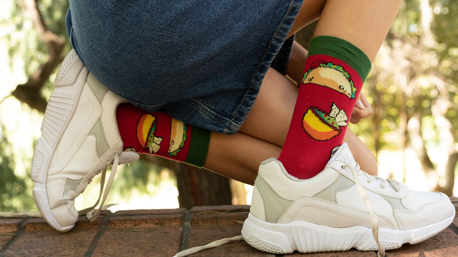 Kids Chili Tacos Socks red and green