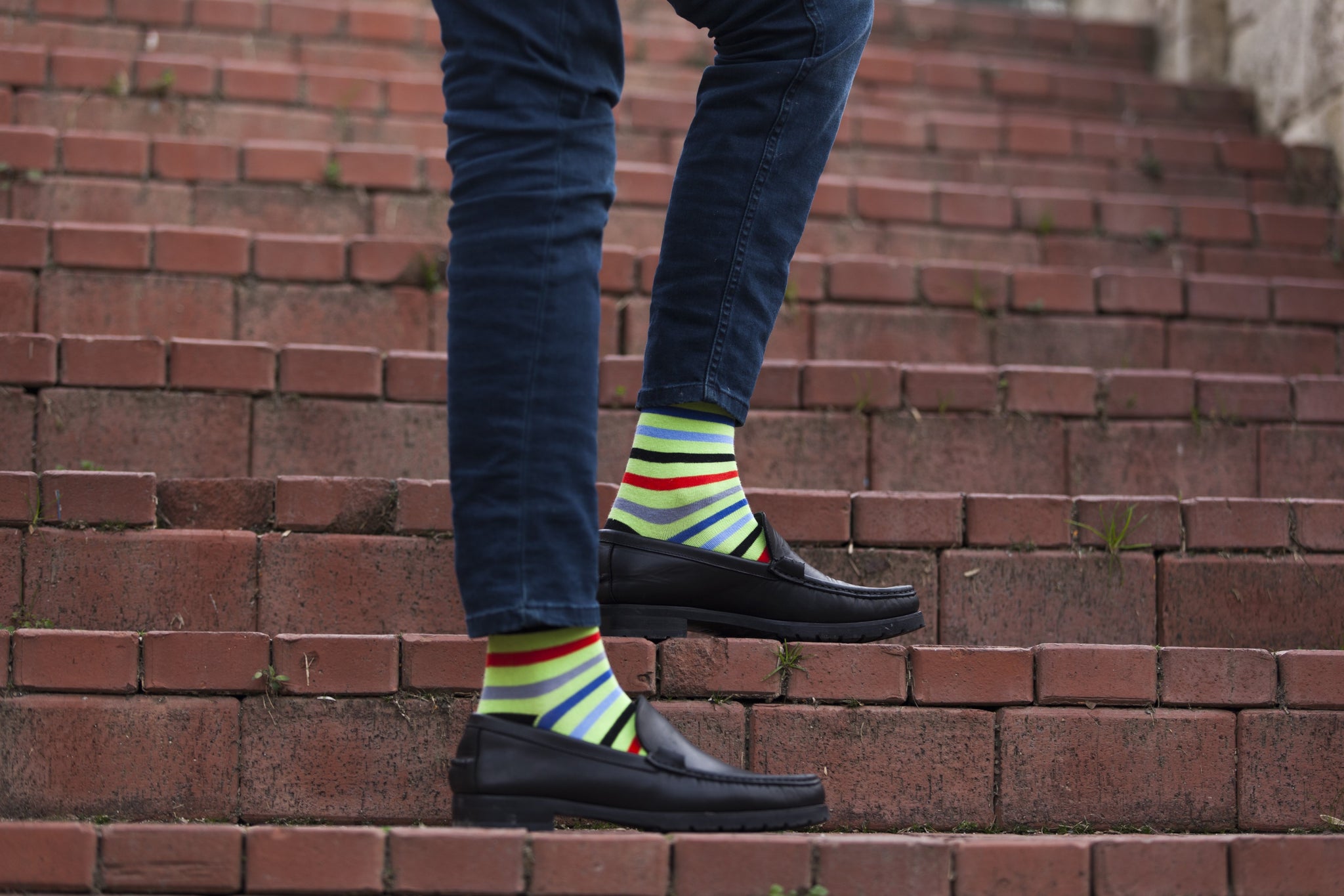 Men's Lime Stripe Socks