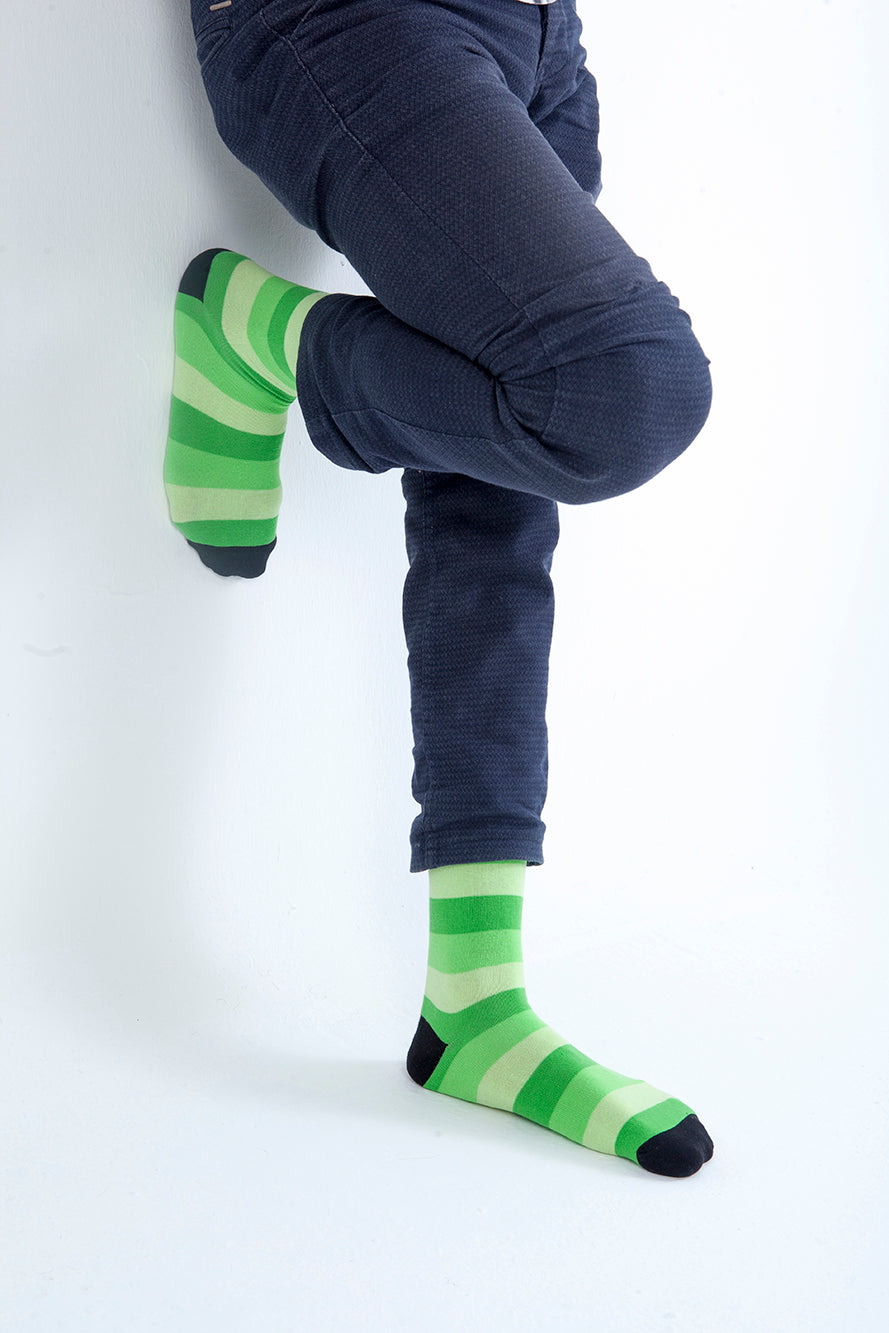 Men's Faded Lime Stripe Socks