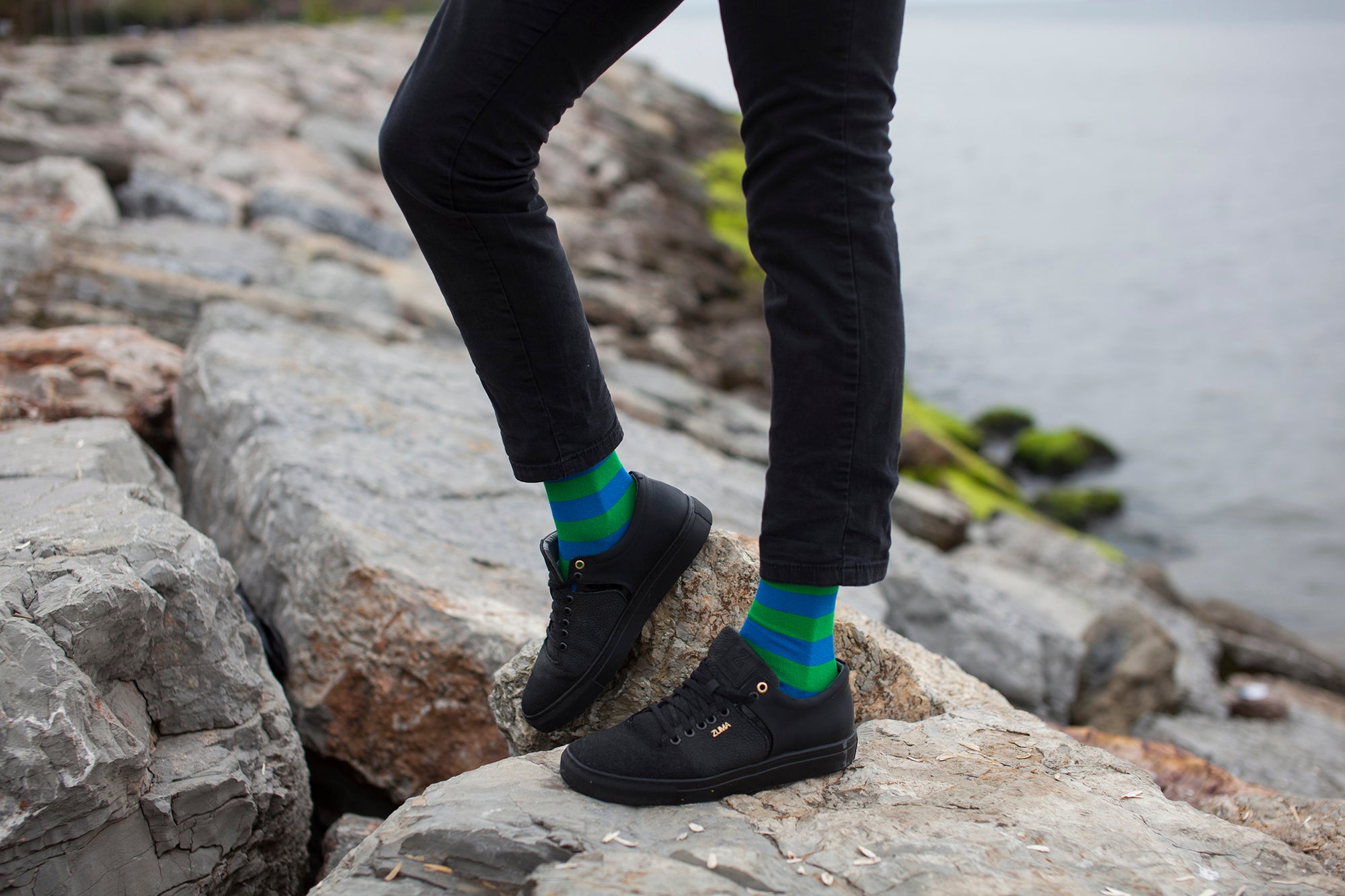 Men's Blue Grass Stripe Socks