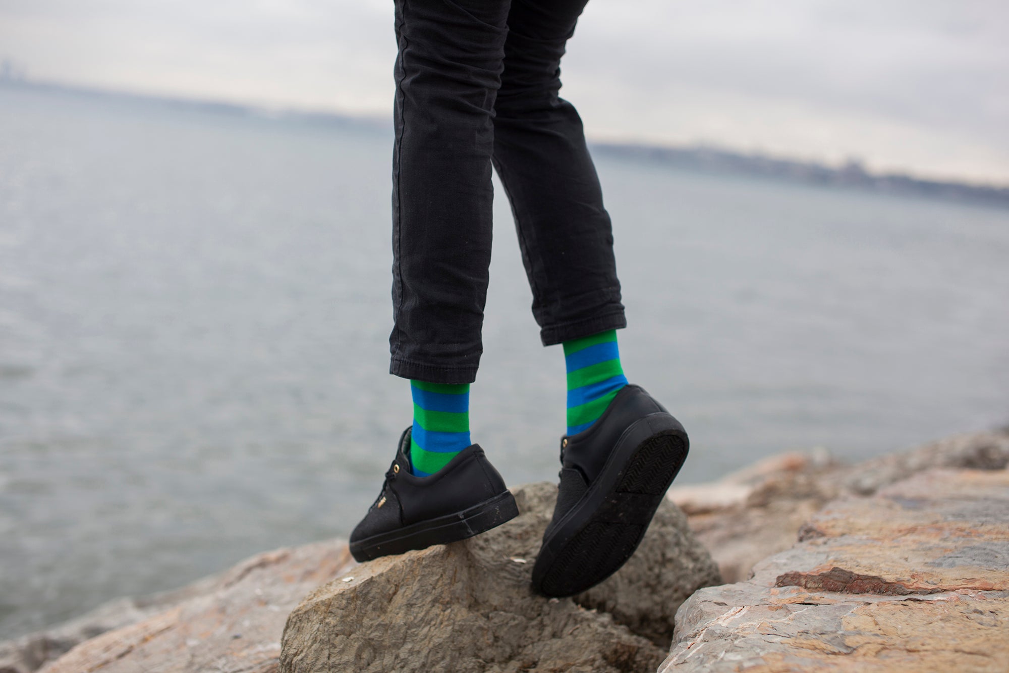 Men's Blue Grass Stripe Socks