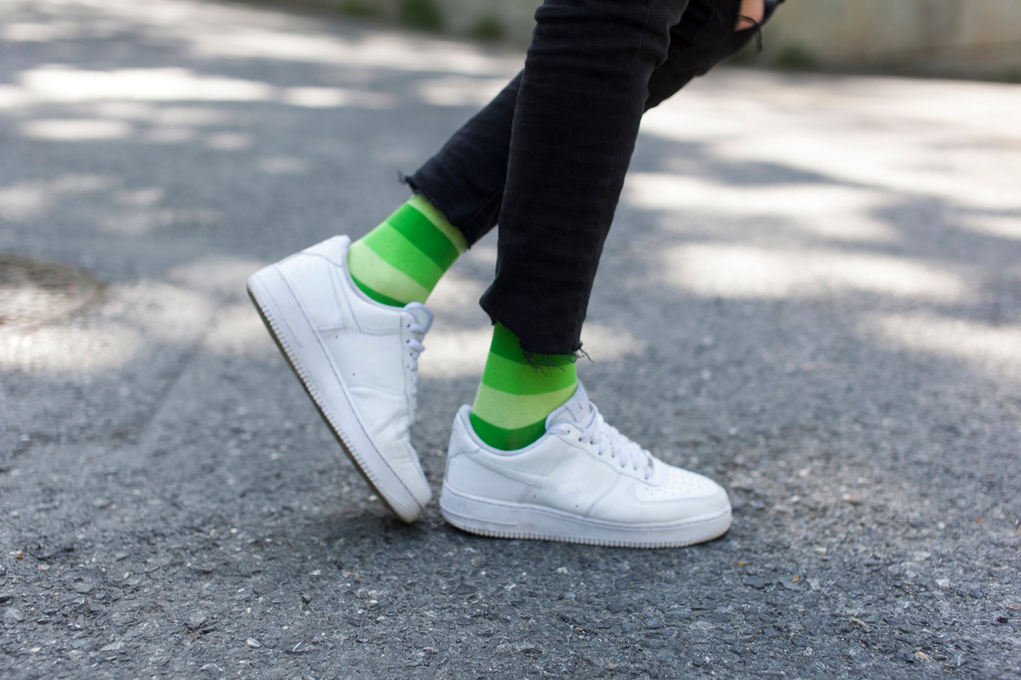 Men's Faded Lime Stripe Socks