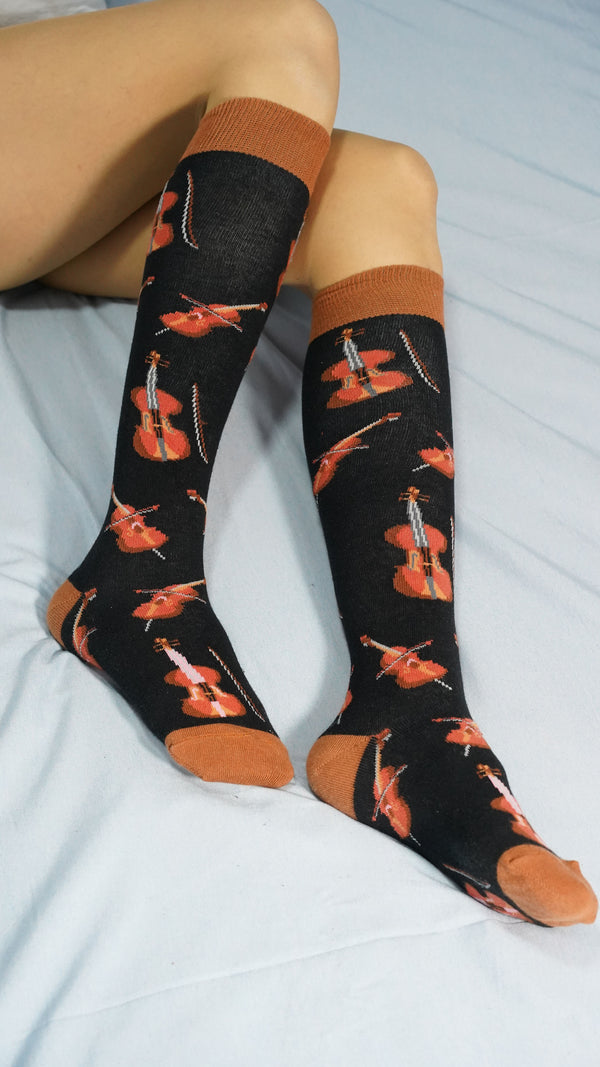 Women's Violin Knee High Socks - Socks n Socks