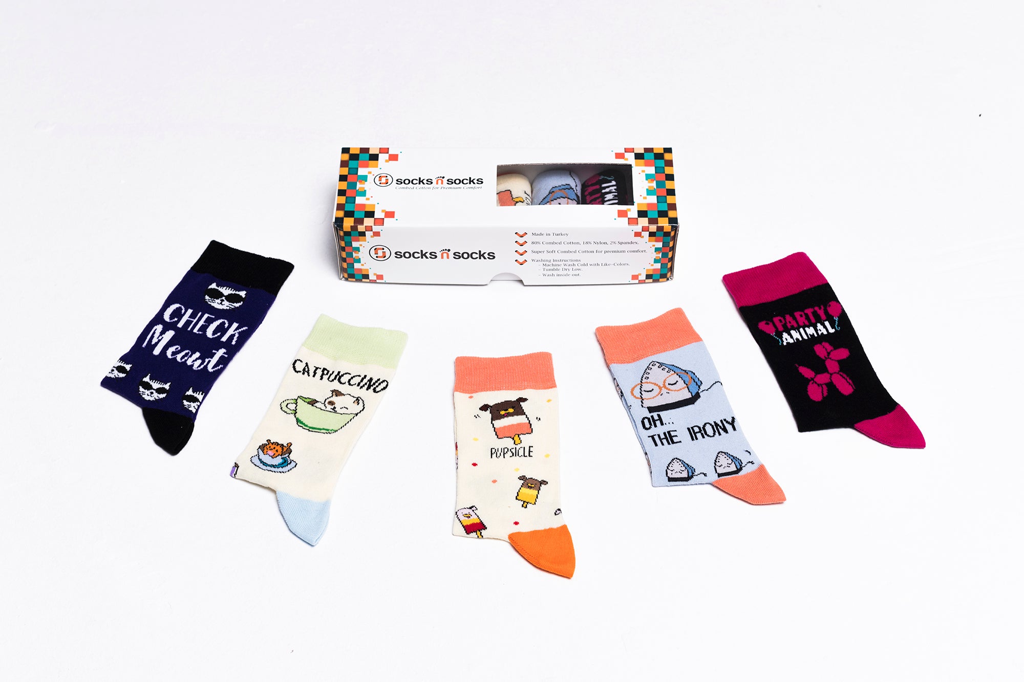 Women's Cute Puns Crew Socks Set