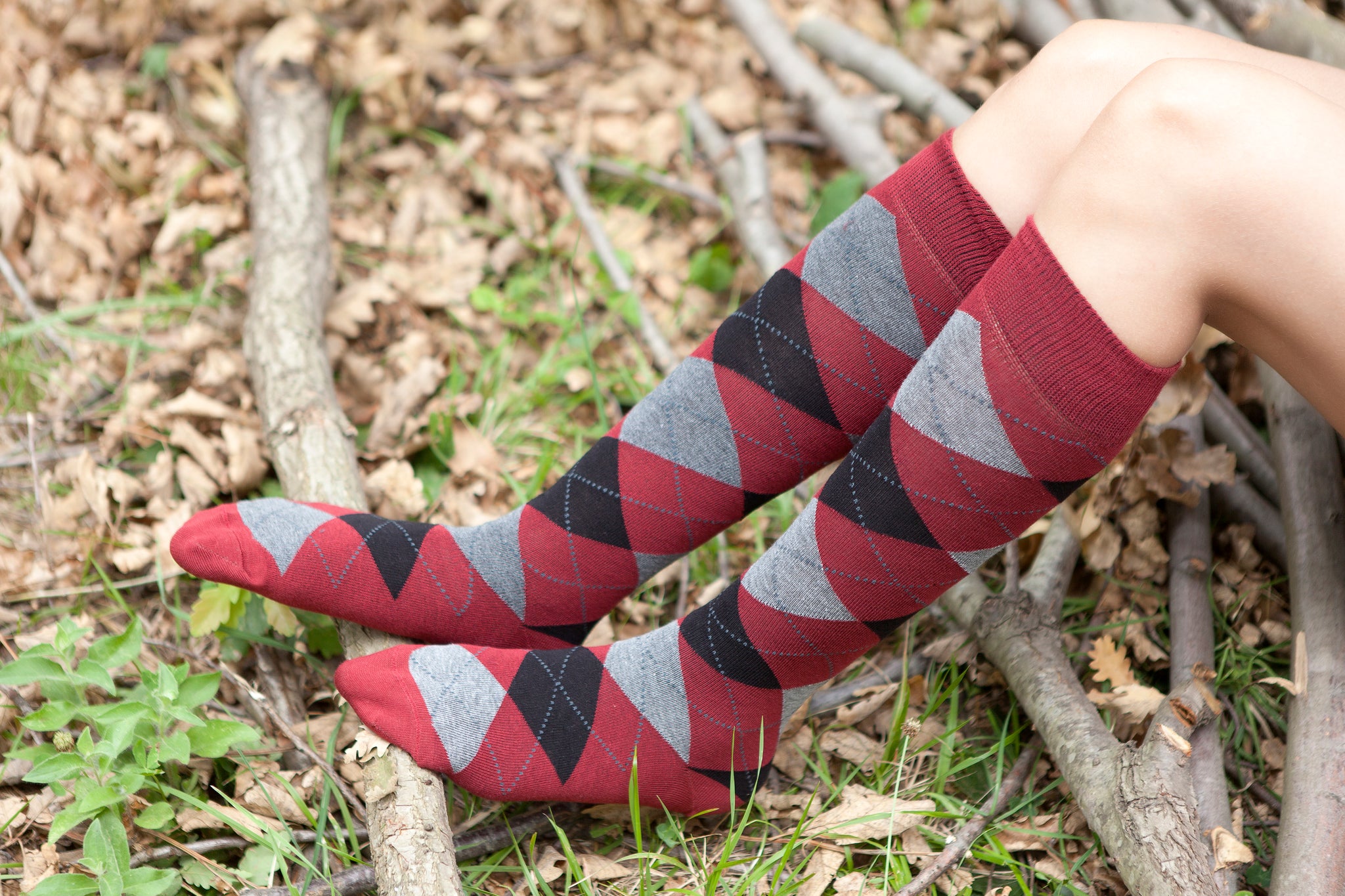 Women's High-Class Argyle Knee High Socks Set