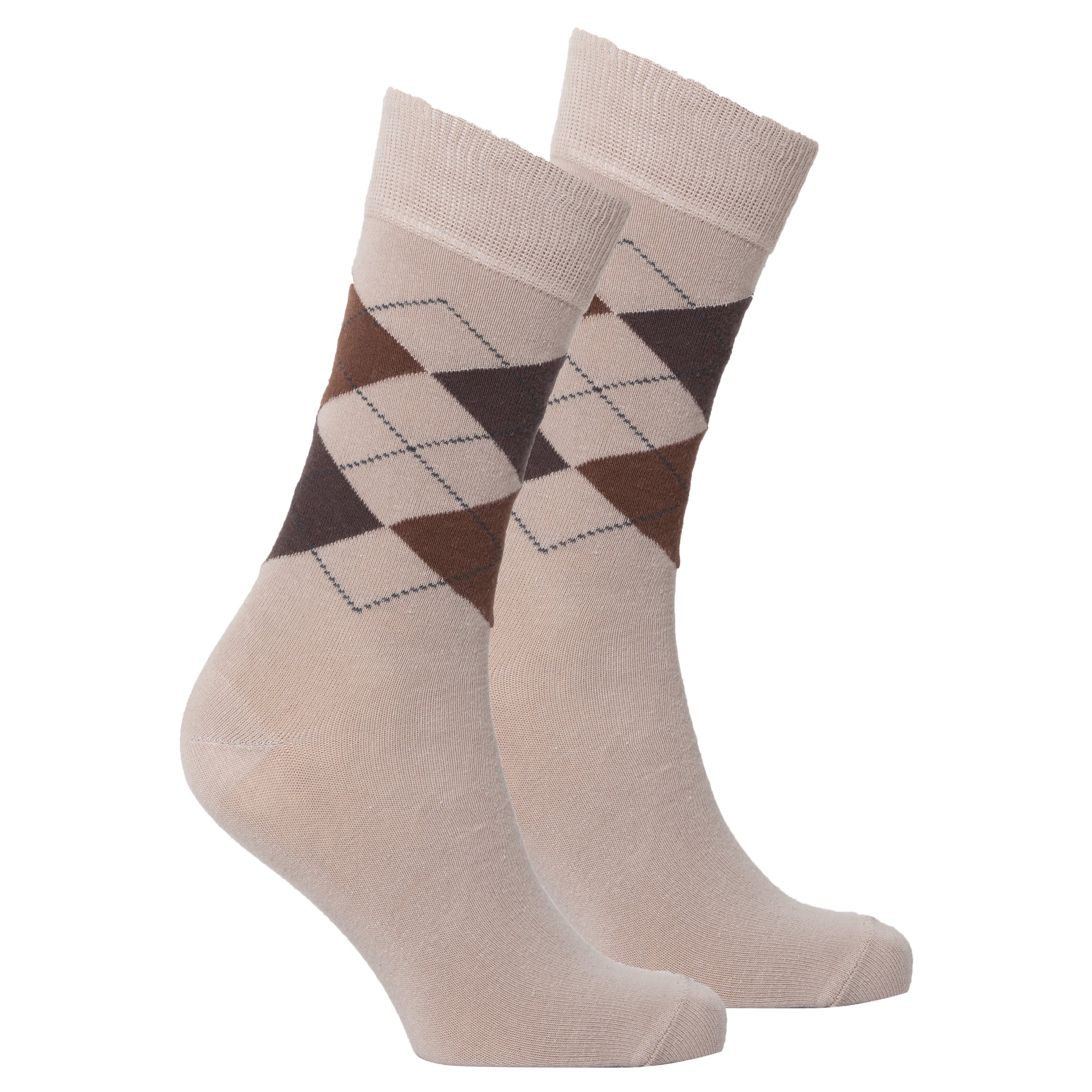 Men's Beige Argyle Socks