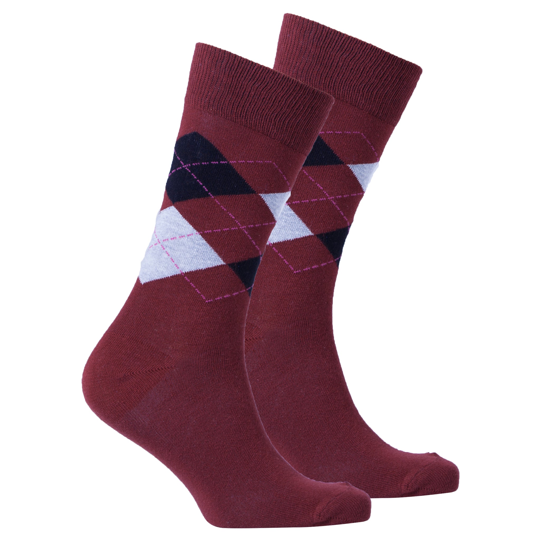 Men's Burgundy Argyle Socks