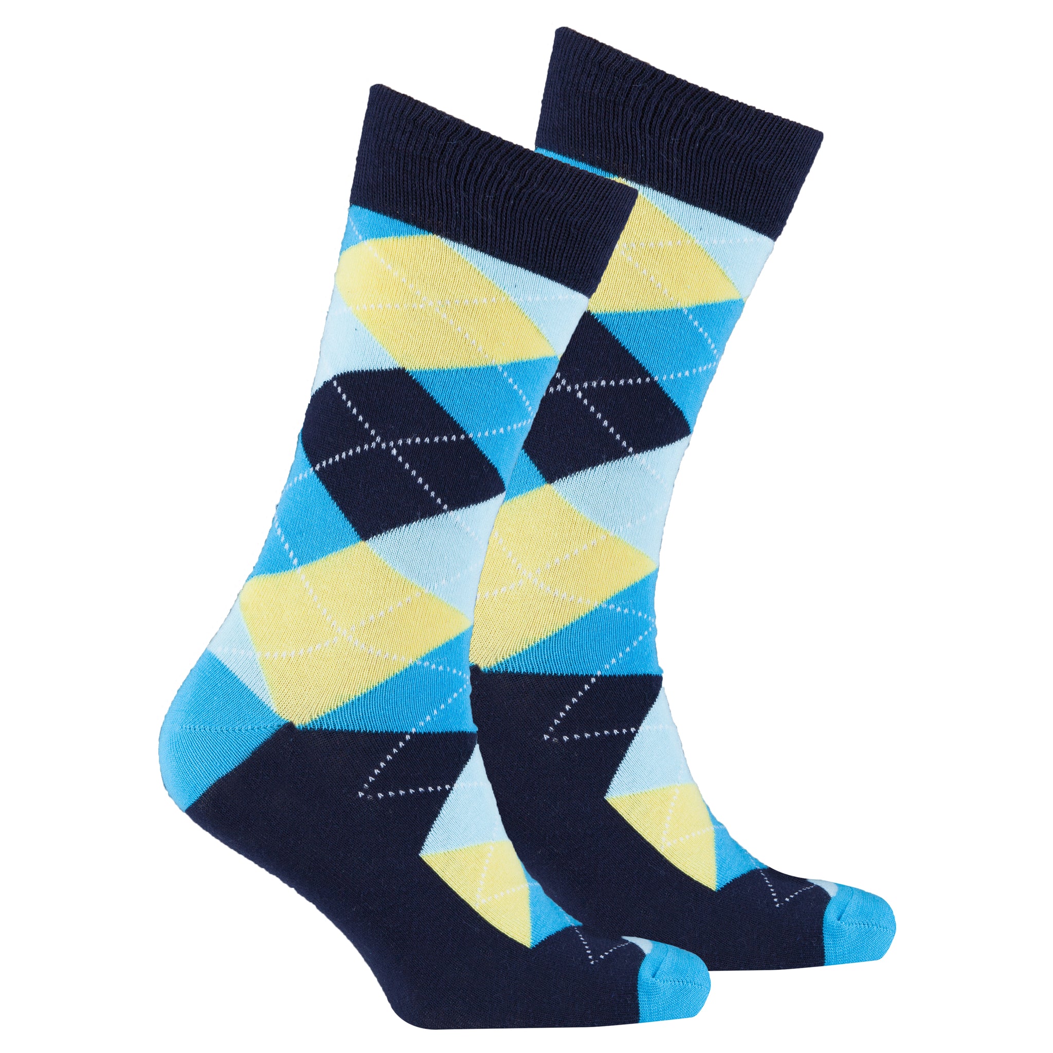 Men's Yellow Sky Argyle Socks - Socks n Socks