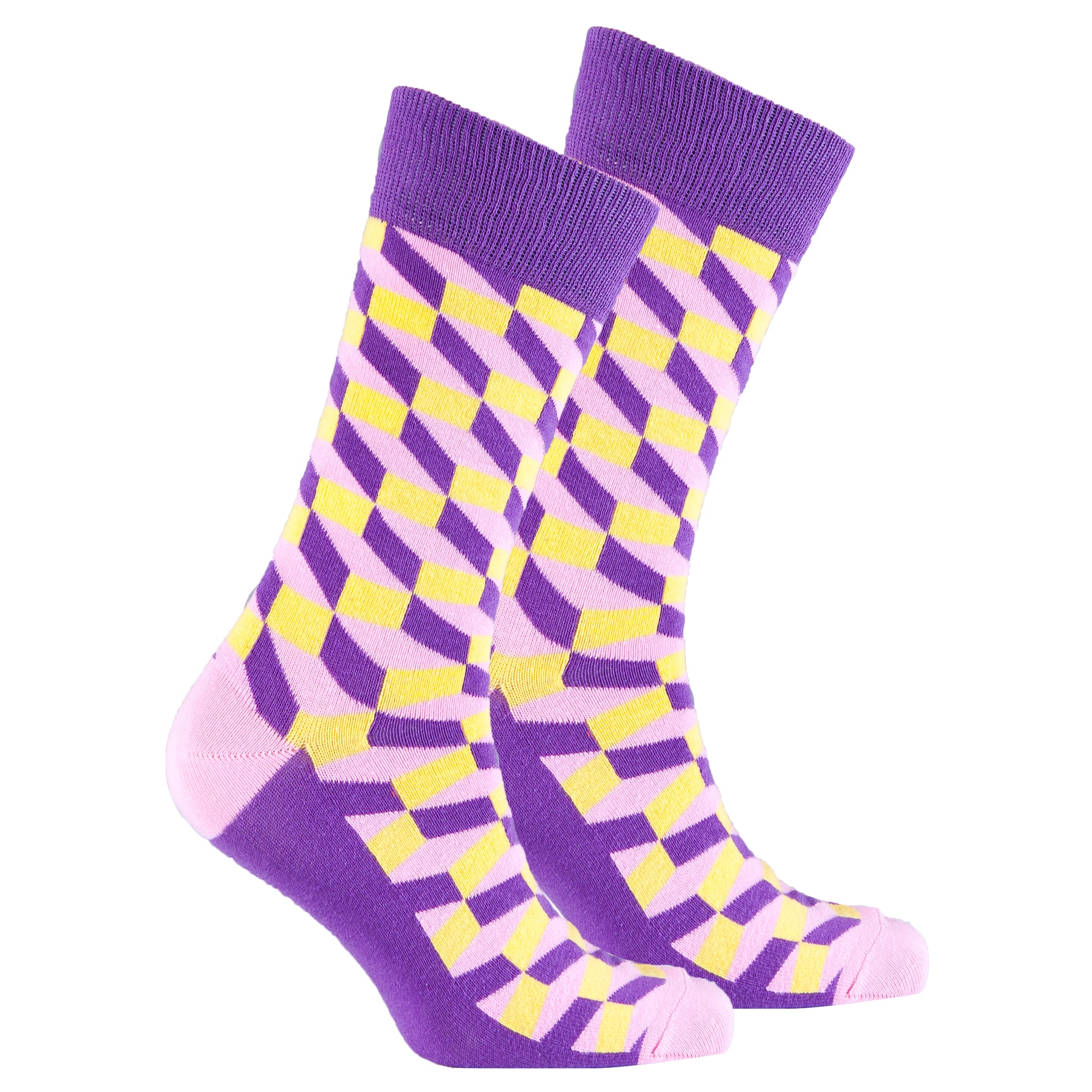 Men's Purple-Yellow Block Socks