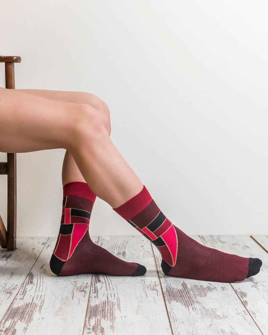 Men's Scarlet Cube Socks