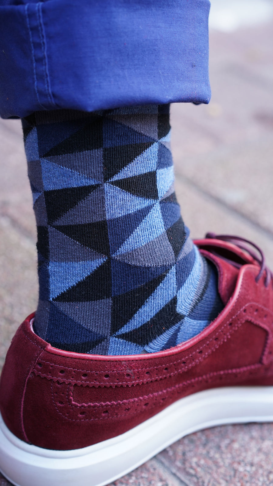 Men's Azure Triangle Socks black and blue