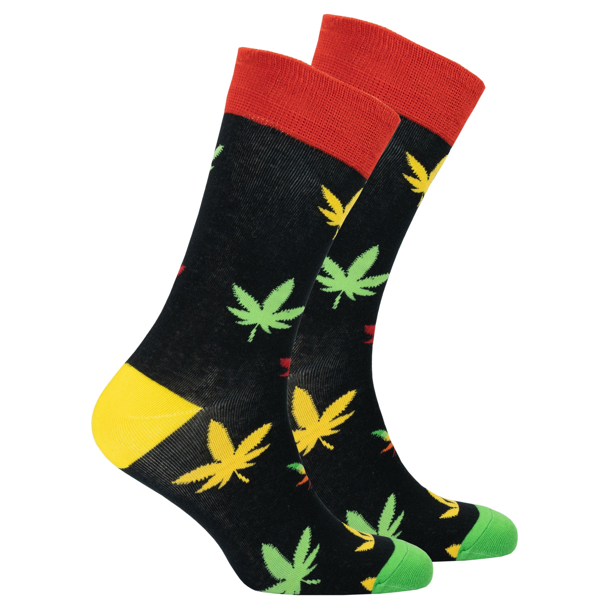 Men's Colorful Weed Socks black, yellow and green