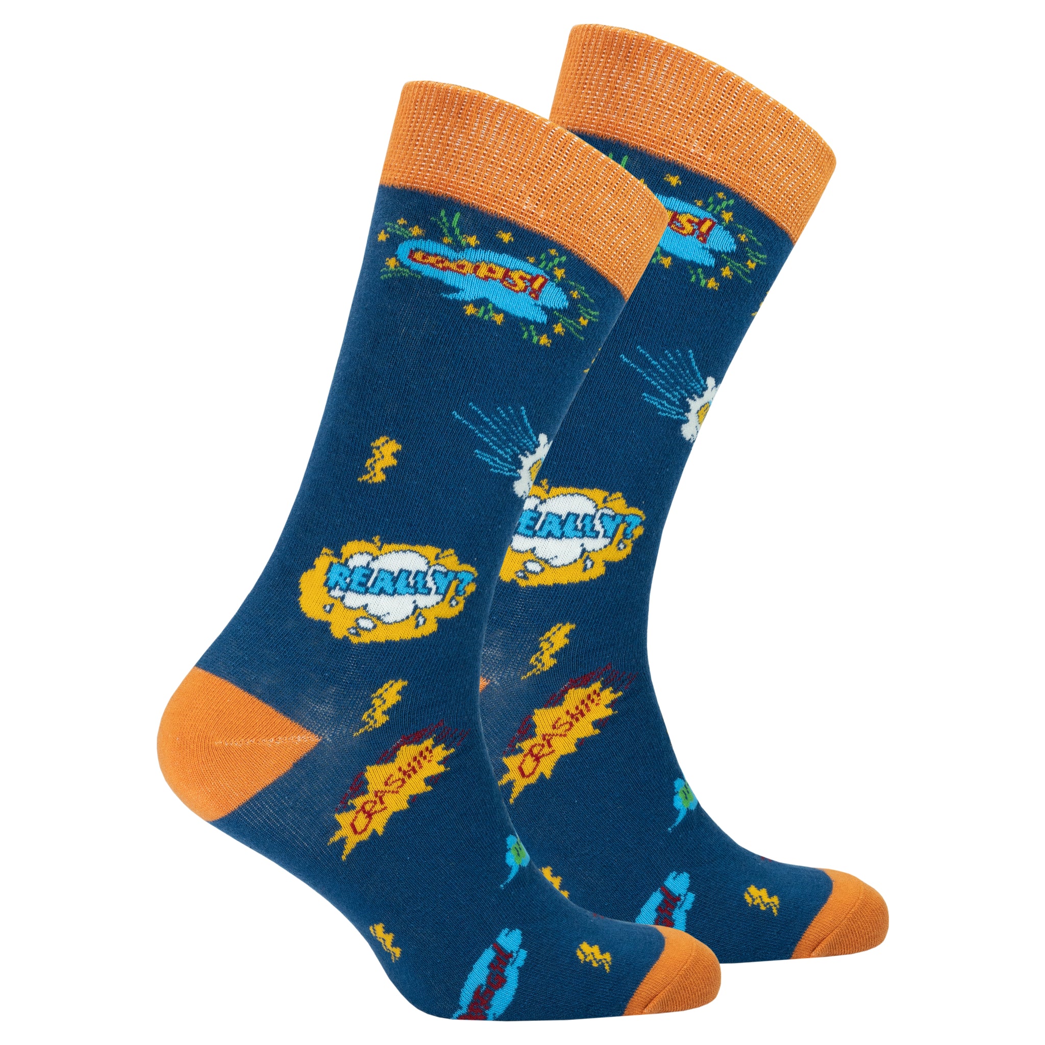 Men's Comics Socks orange and blue