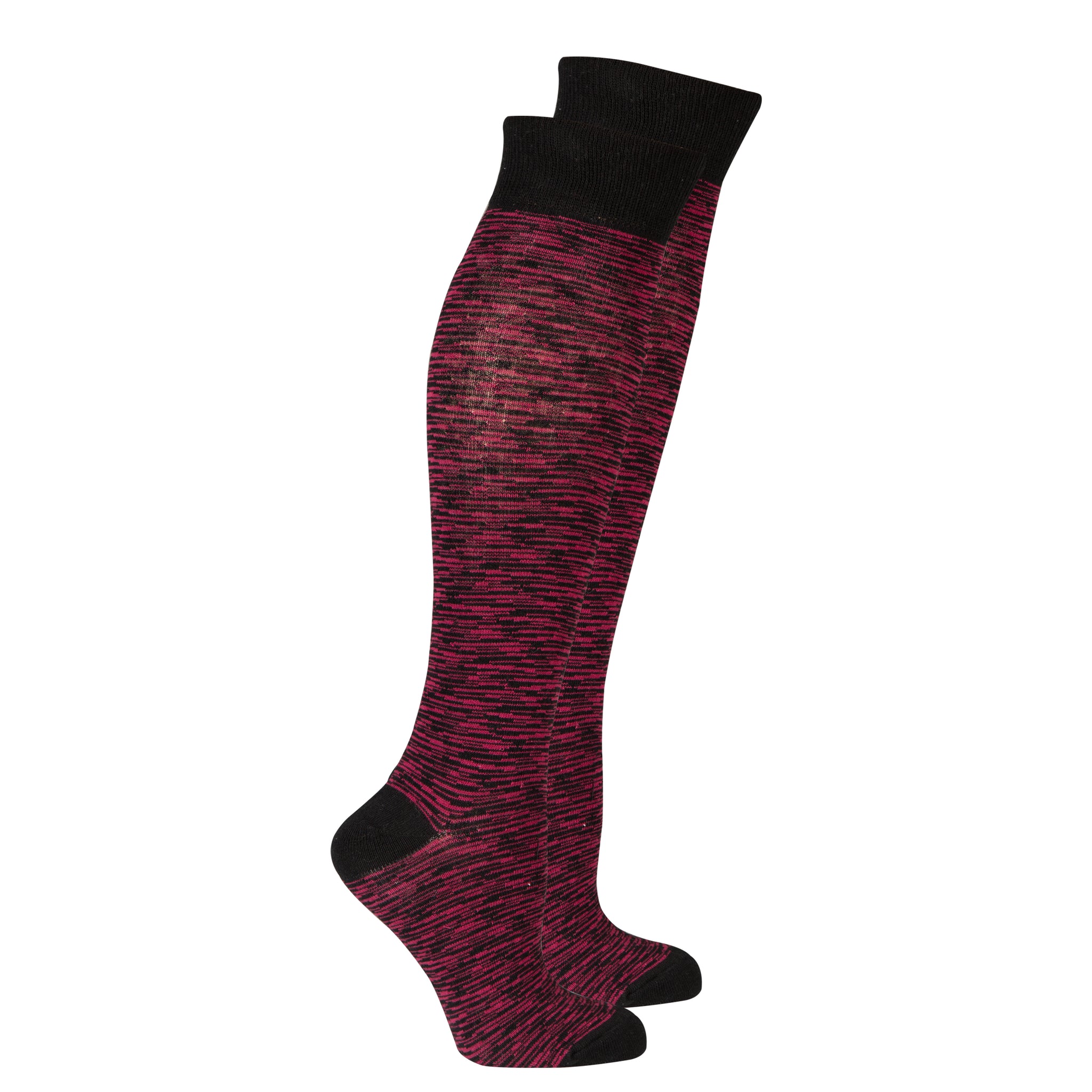 Women's Wine Grizzled Stripe Knee High Socks