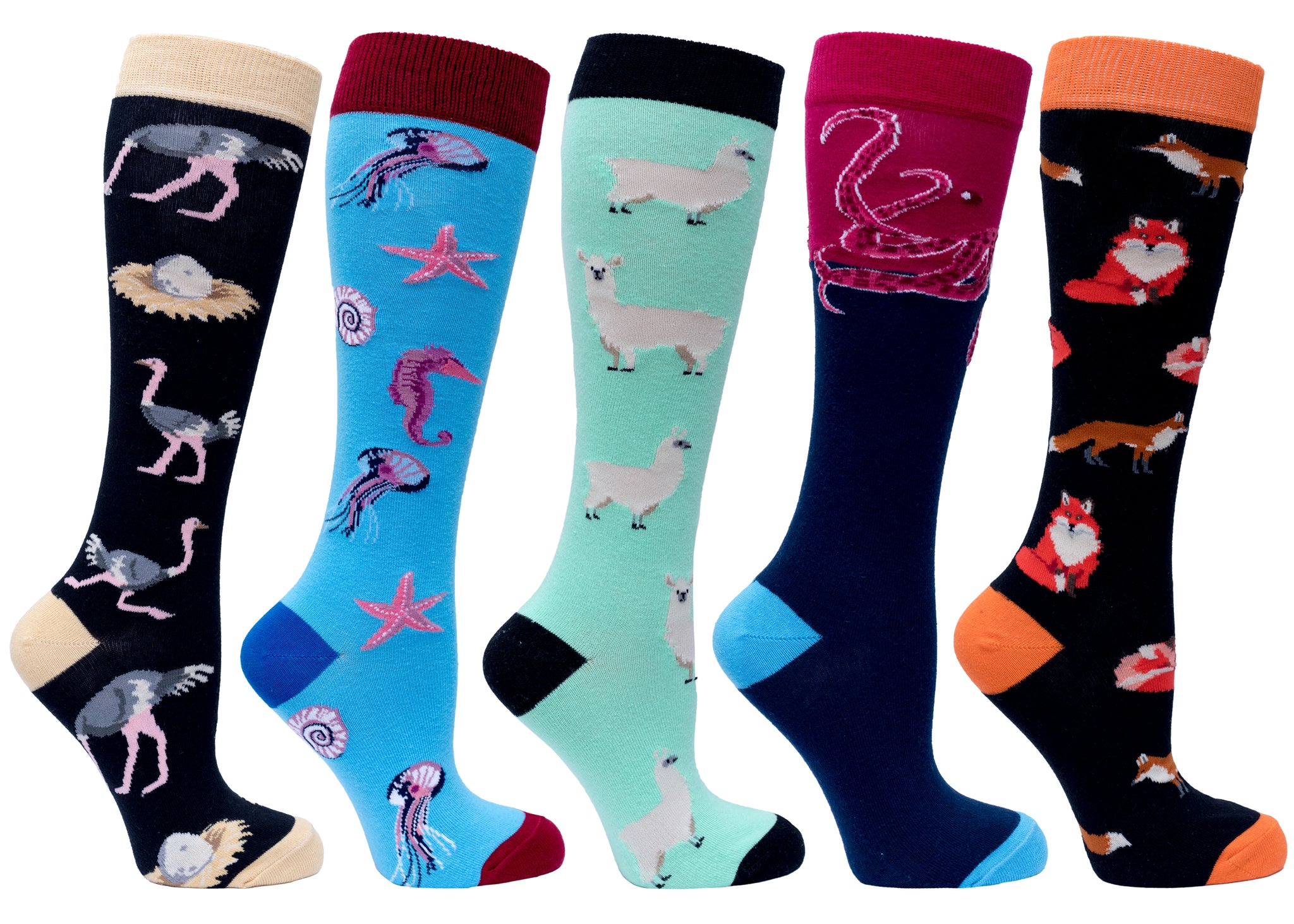 Women's Wild Animals Knee High Socks Set colourful