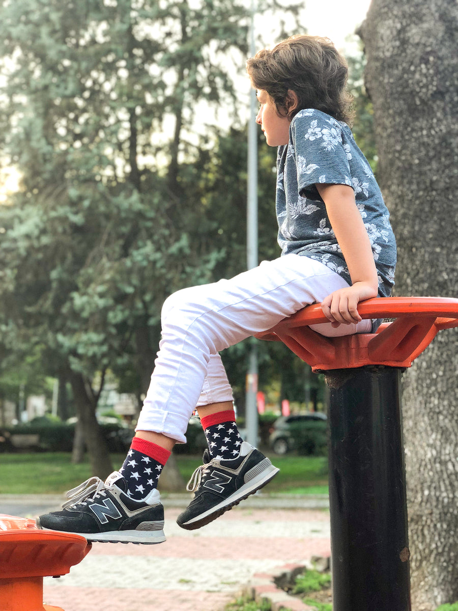 Kids Usa Patriotic Stars Socks