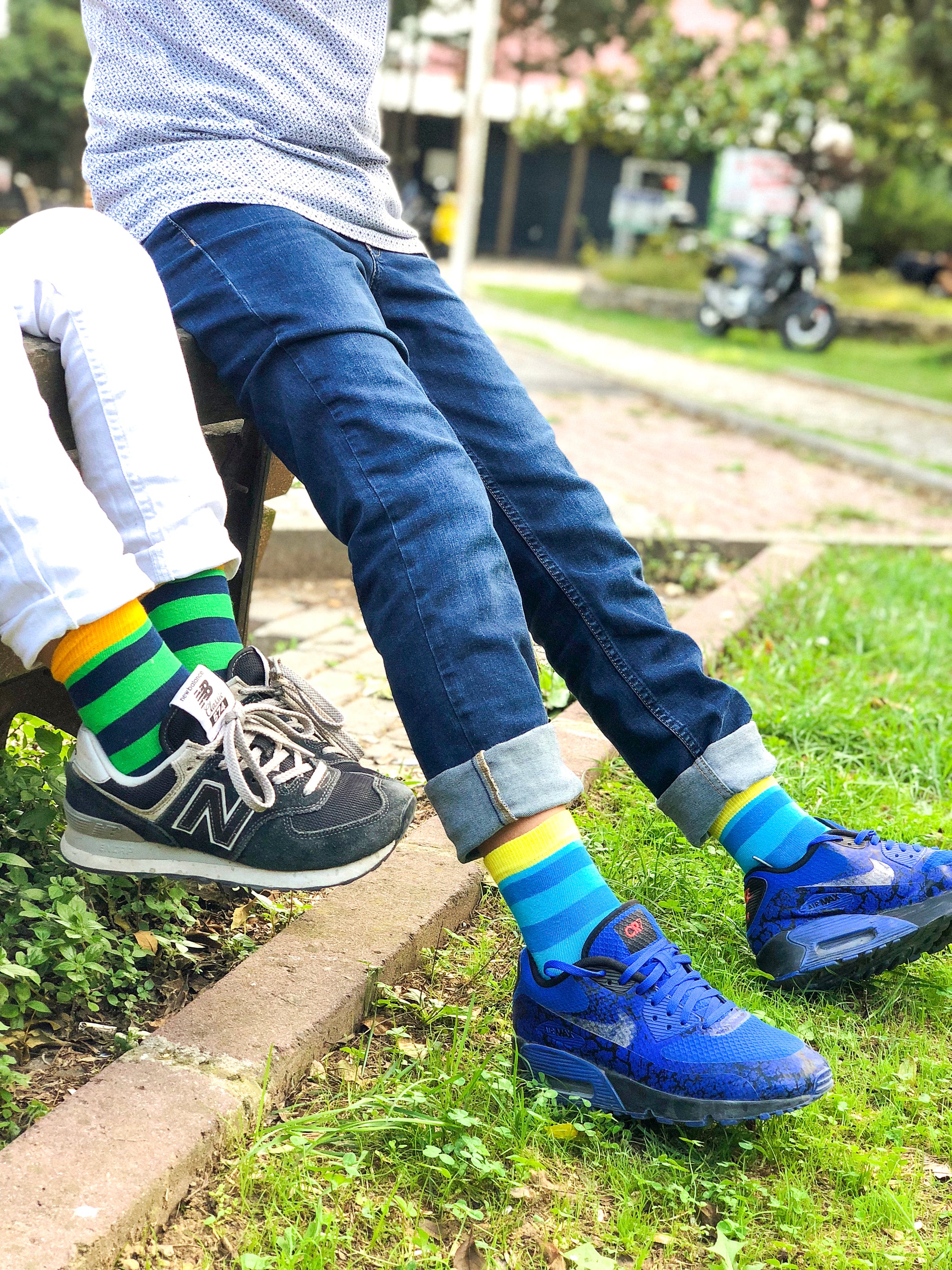 Kids Yellow Sky Stripe Socks
