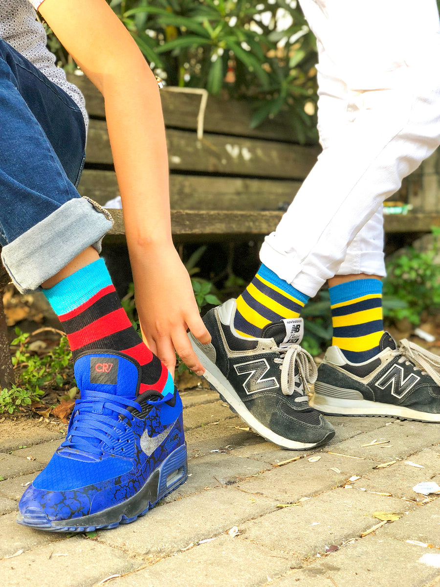 Kids Blue Canary Stripe Socks