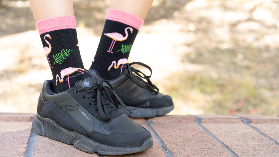 Kids Flamingo Socks pink and black