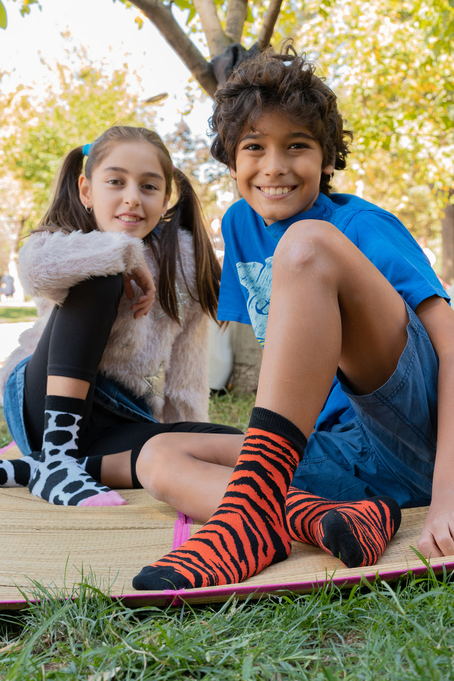 Kids Cow Socks black and white