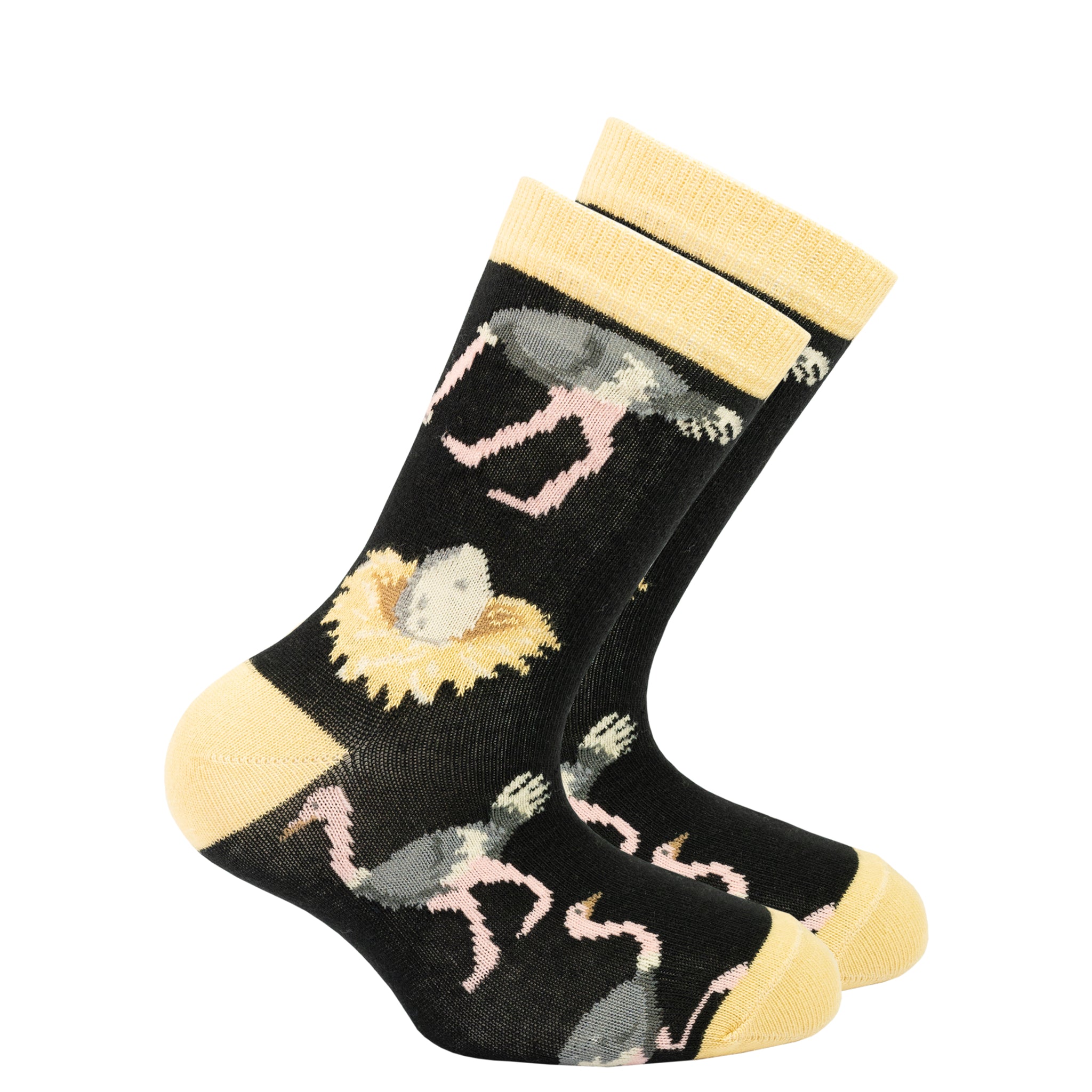 Kids Ostrich Socks black and beige