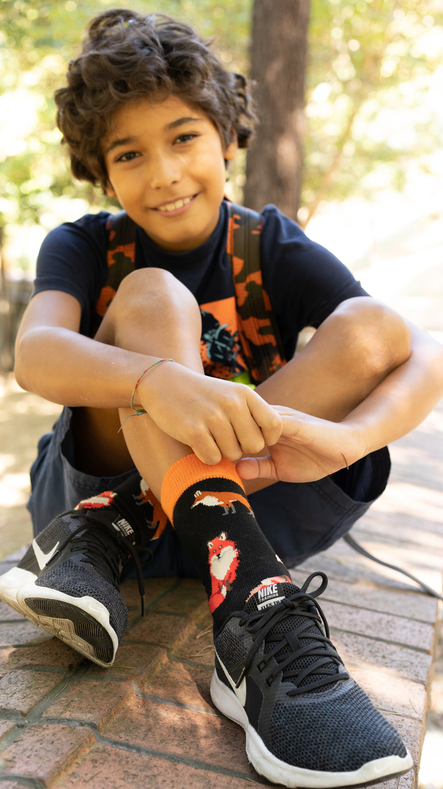 Kids Sneaky Fox Socks black and orange