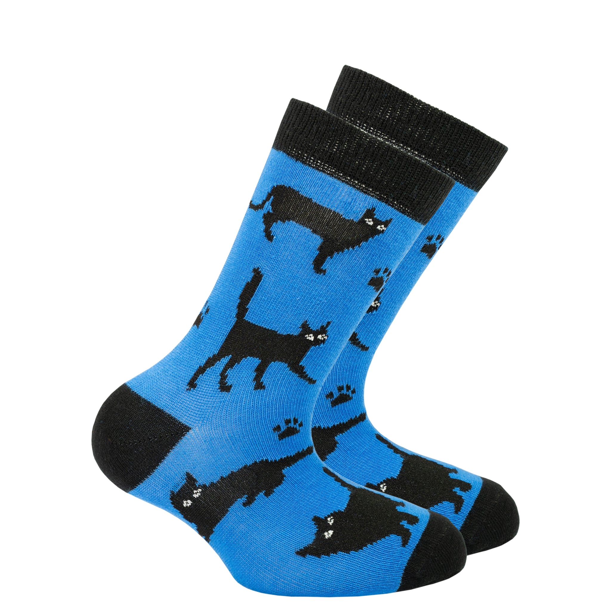 Kids Shadow Cat Socks blue and black