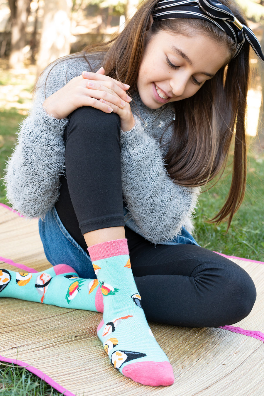 Kids Sushi Time Socks pink and teal