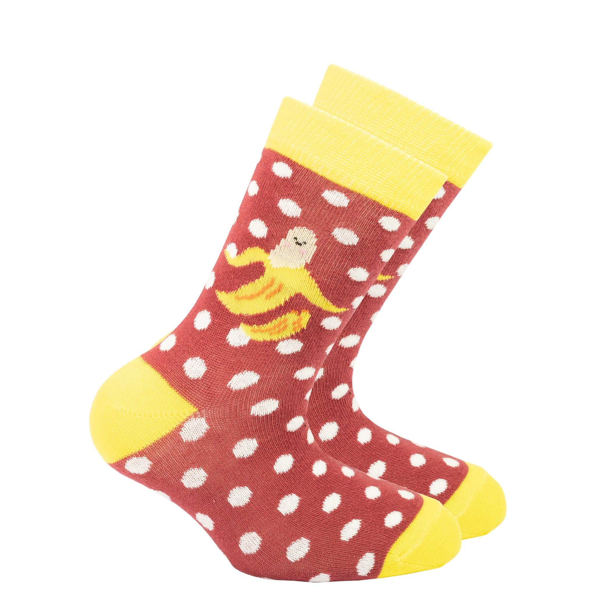 Kids Banana Dot Socks red and yellow