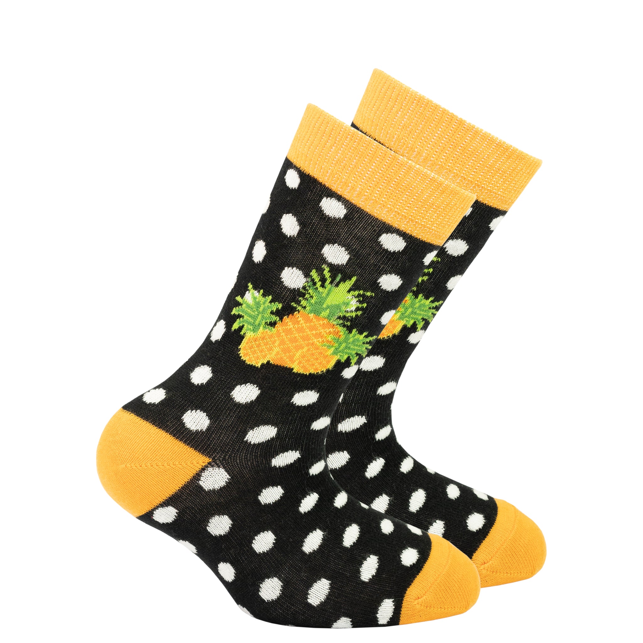 Kids Pineapple Dot Socks yellow and black
