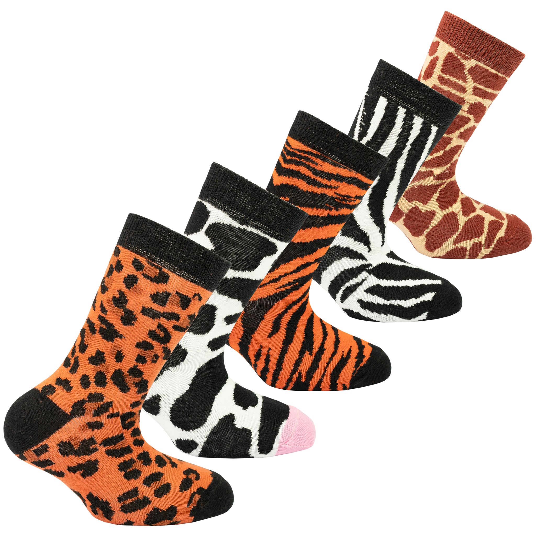 Kids Animal Pattern Socks 5-Pack colourful