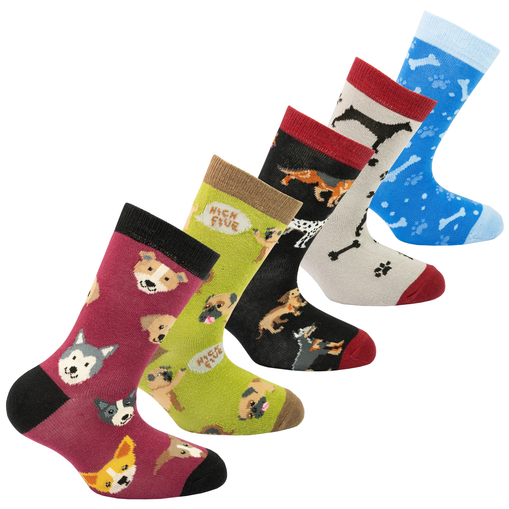 Kids Cute Dogs Socks 5-Pack colorful