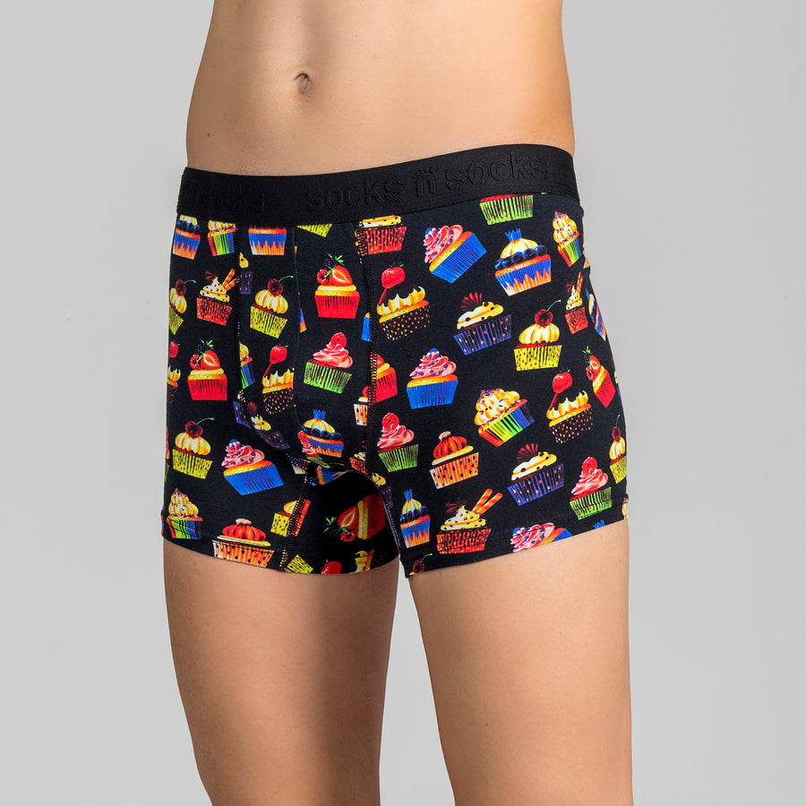 Men's Cupcake Boxer Brief black background