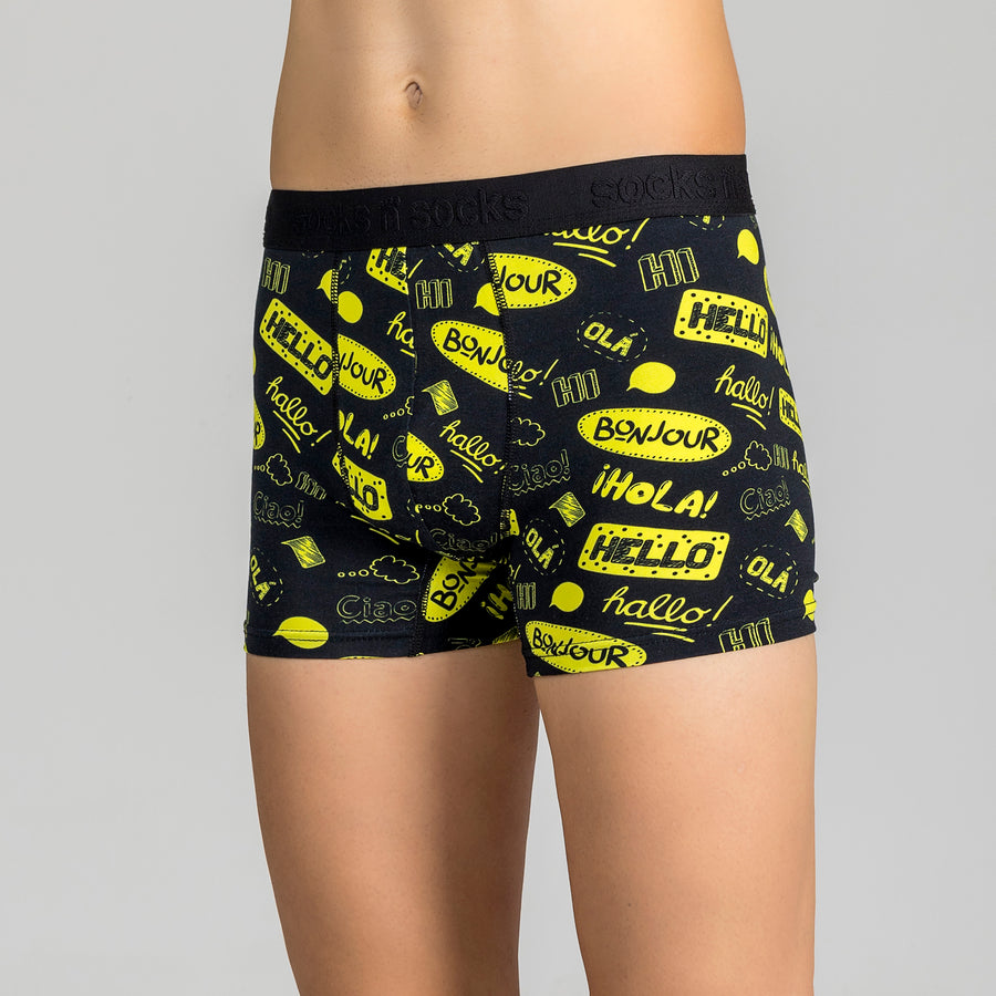 Men's Hello Boxer Brief black and yellow