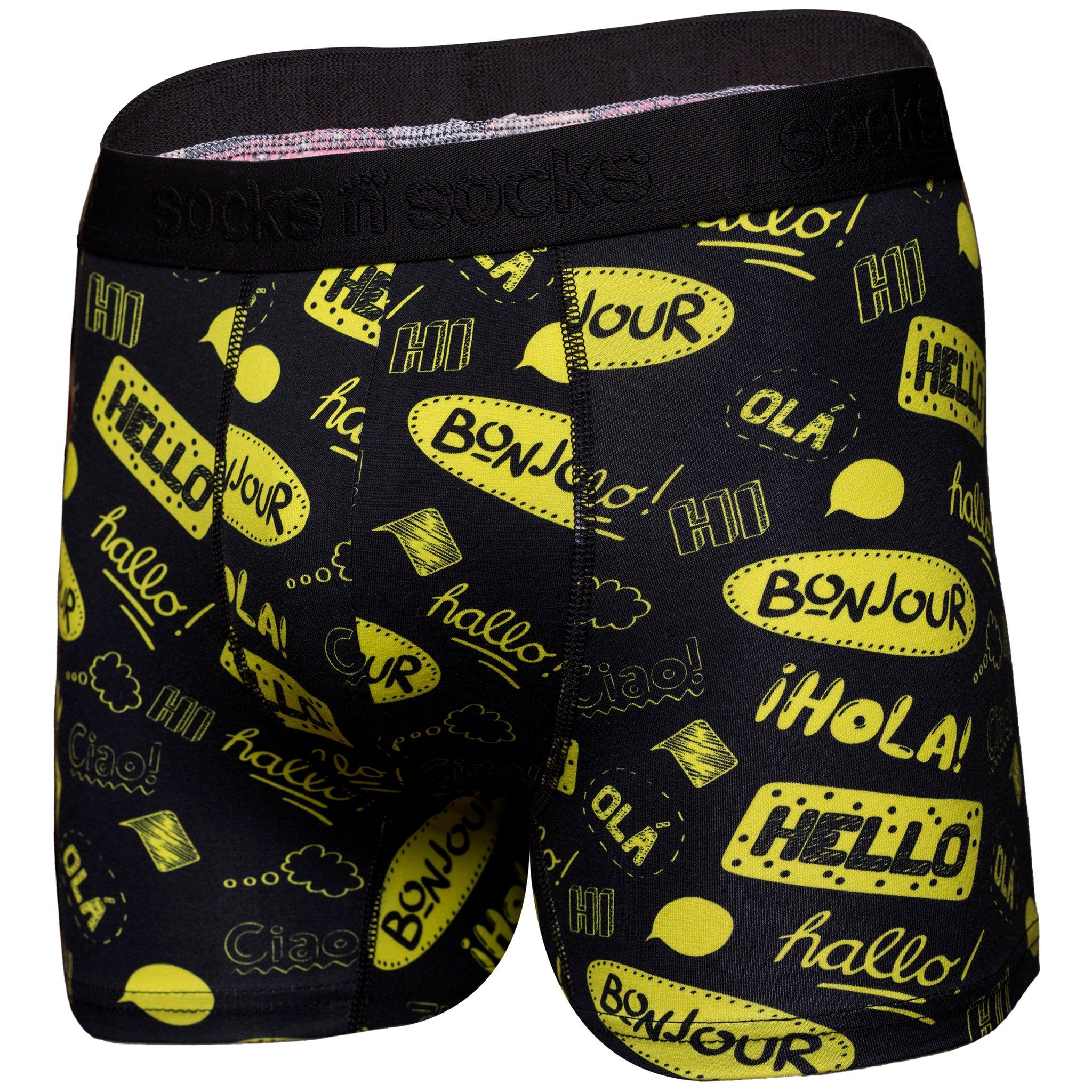 Men's Hello Boxer Brief black and yellow