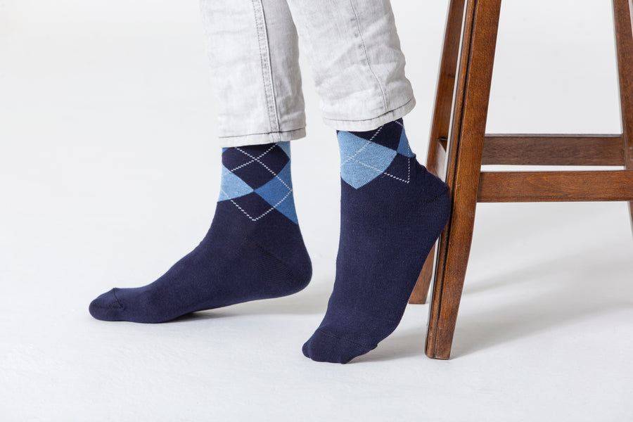 Men's Navy Argyle Socks