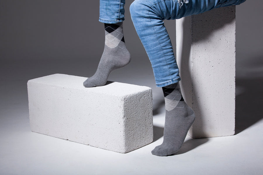 Men's Grey Argyle Socks