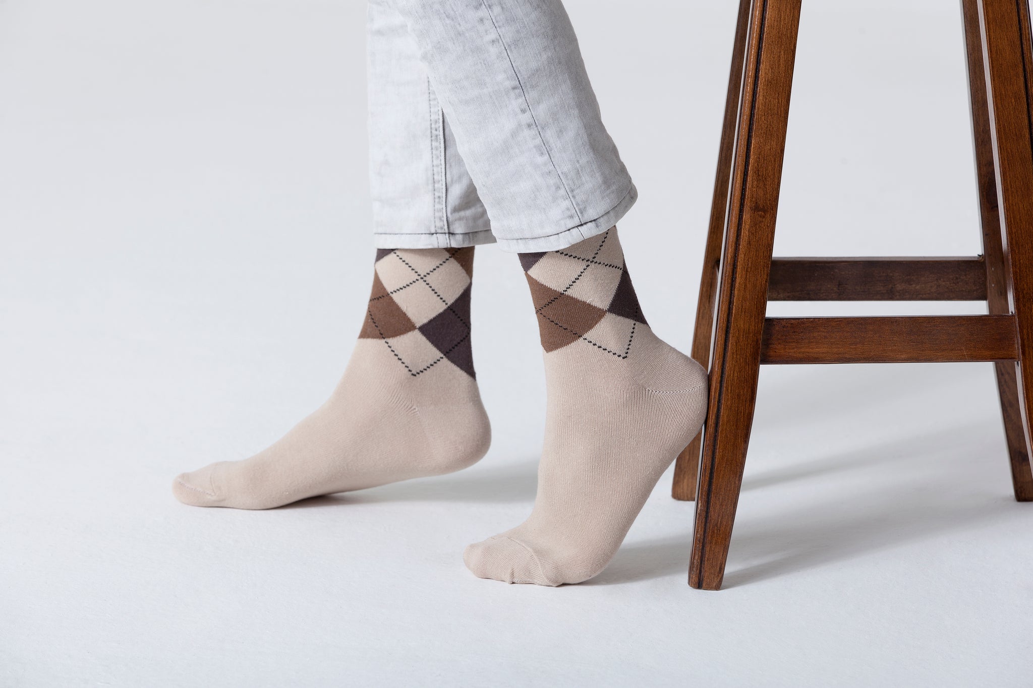 Men's Beige Argyle Socks