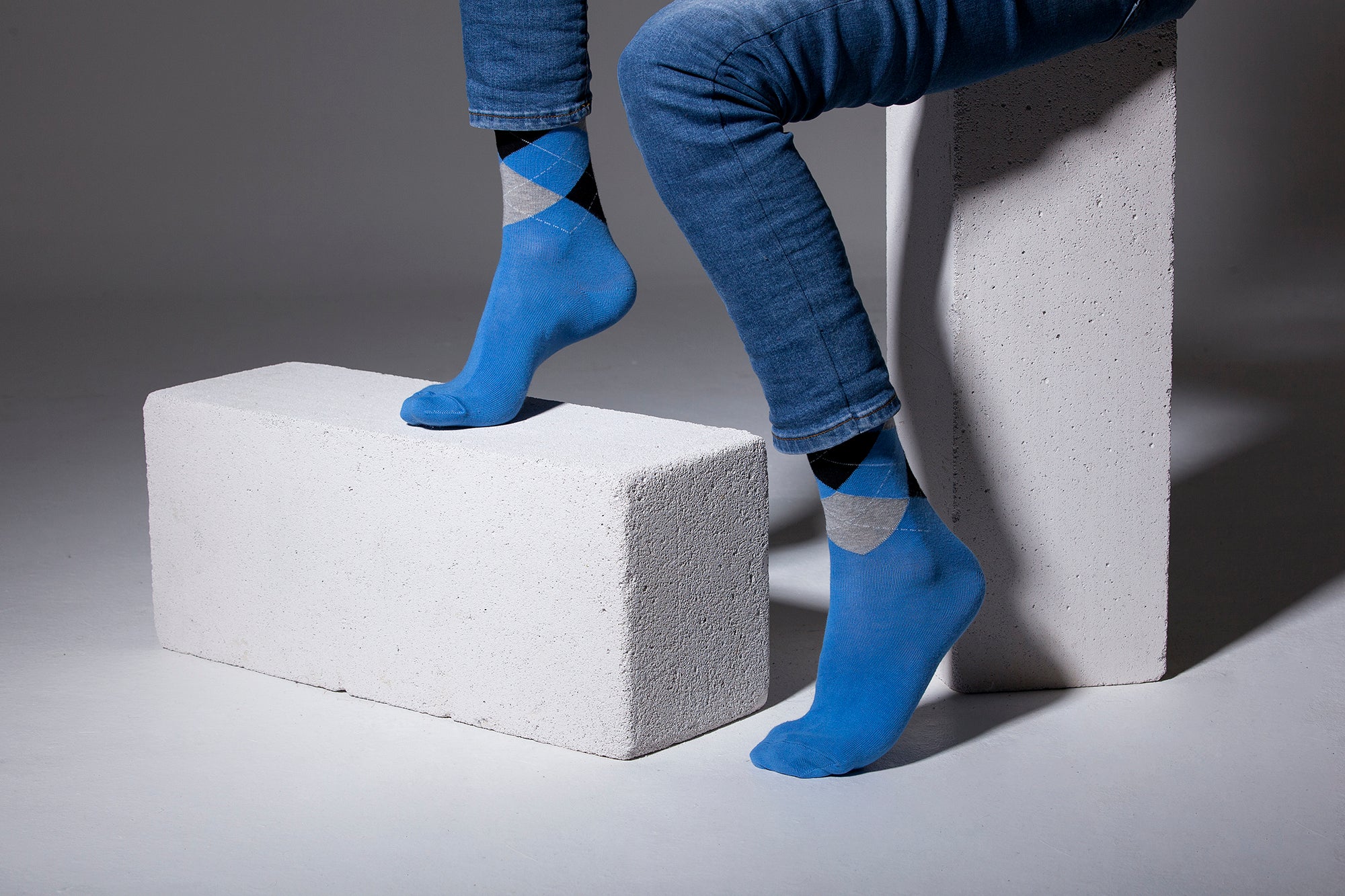 Men's Blue Argyle Socks