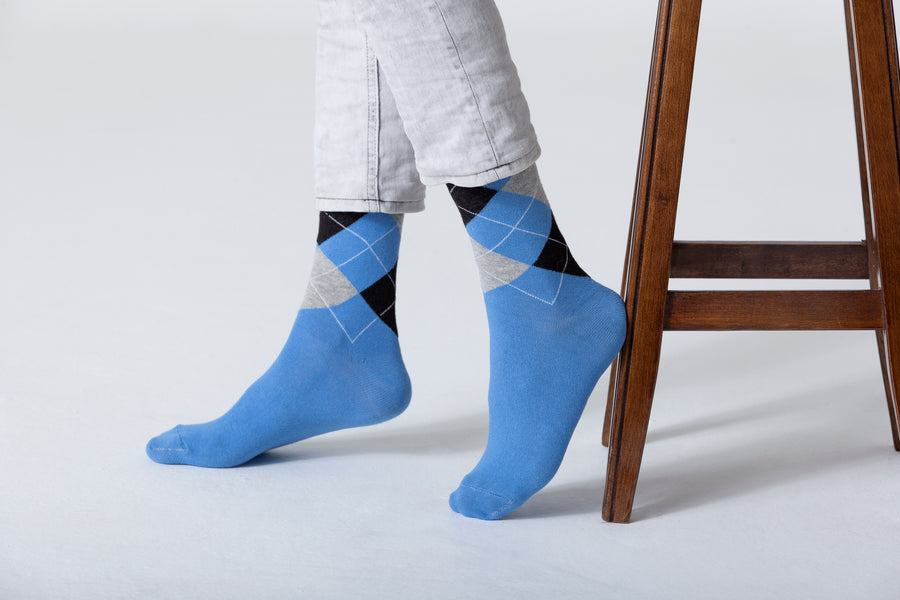 Men's Blue Argyle Socks