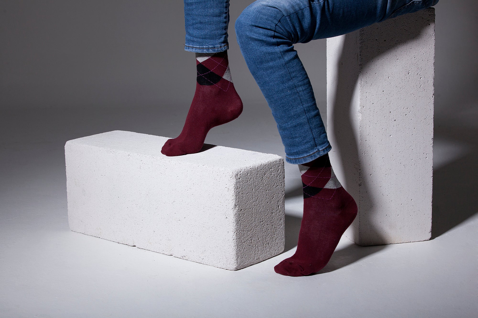 Men's Burgundy Argyle Socks - Socks n Socks Men's Burgundy Argyle Socks - Socks n Socks