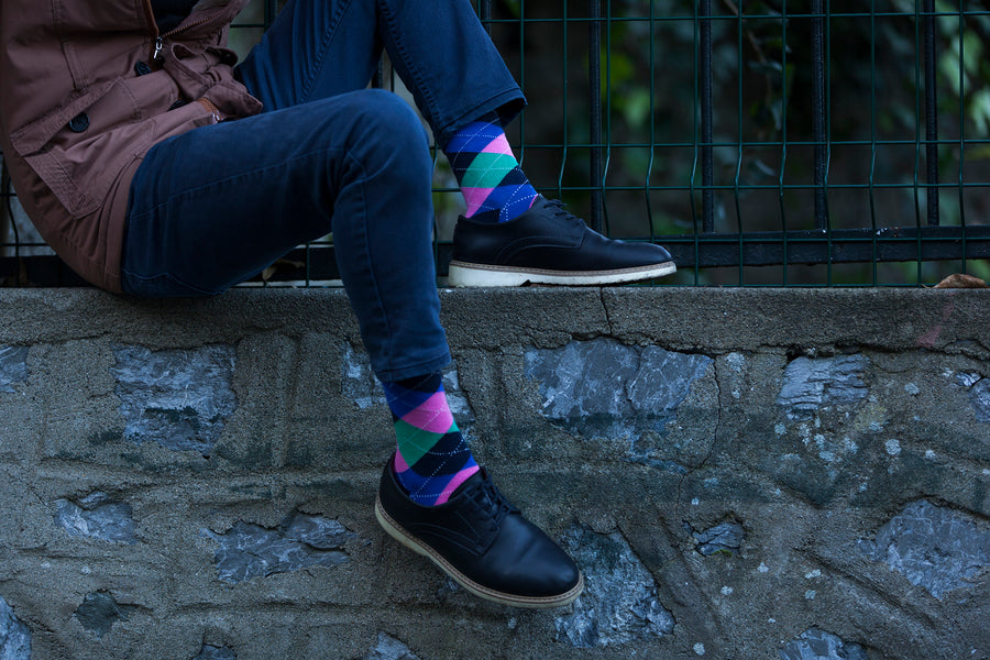 Men's Blue Candy Argyle Socks