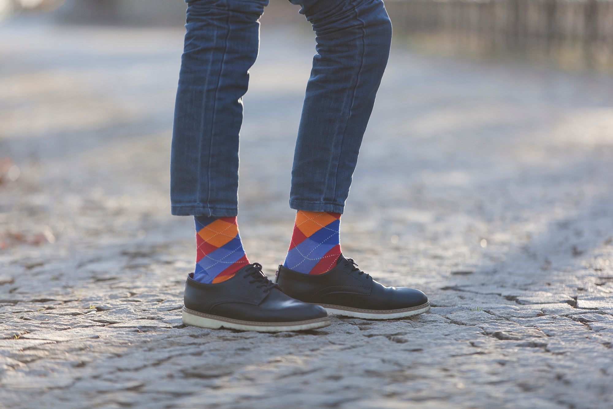 Men's Tangerine Argyle Socks
