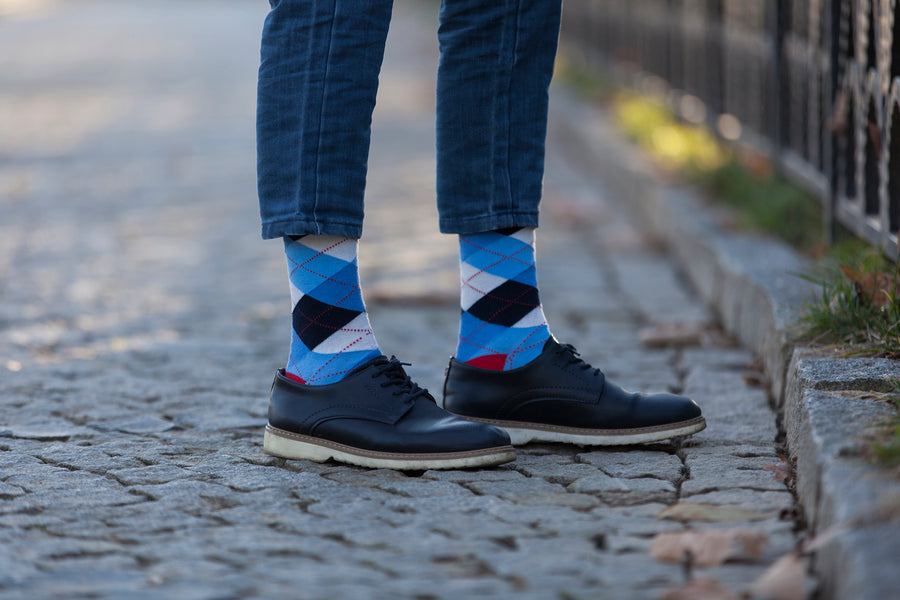 Men's Cerulean Red Argyle Socks