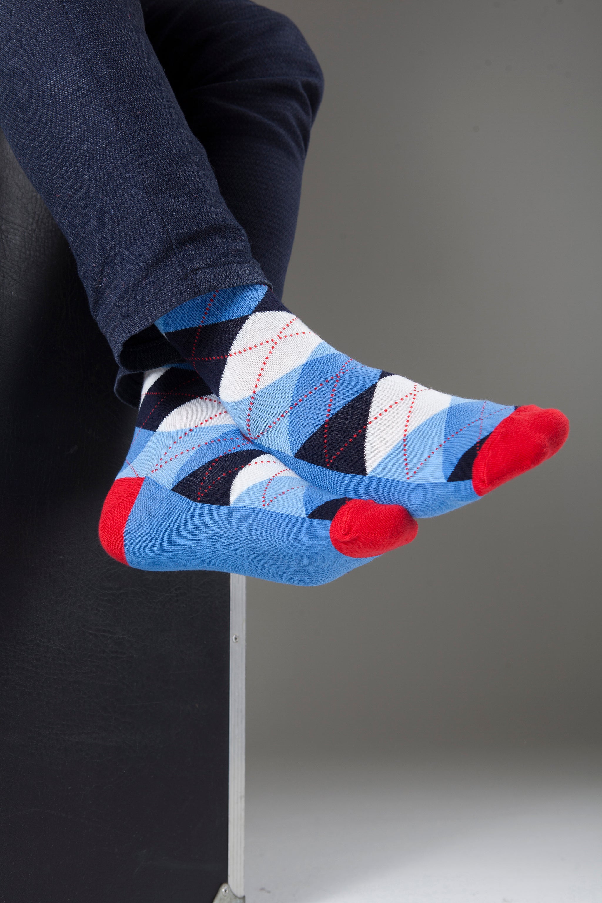 Men's Cerulean Red Argyle Socks