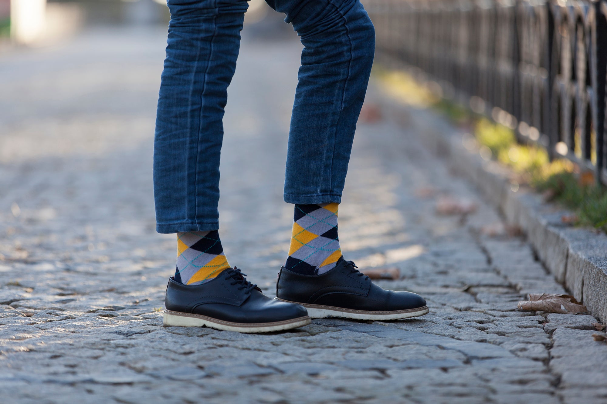 Men's Yellow Stone Argyle Socks