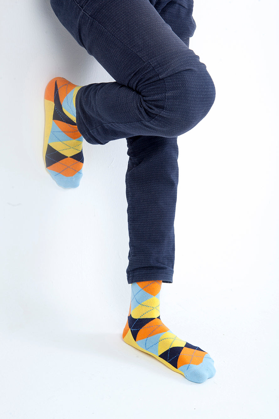 Men's Orange Skyway Argyle Socks